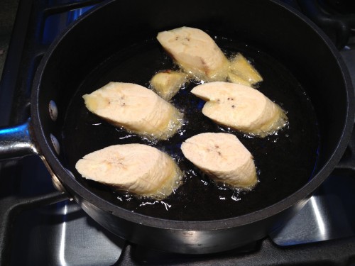 frying the plantains